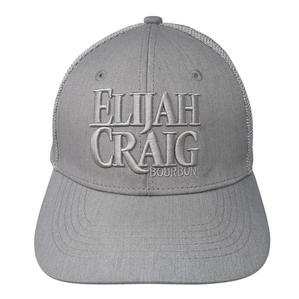 Elijah Craig Bourbon Snapback Trucker Hat Gray One Size Embroidered